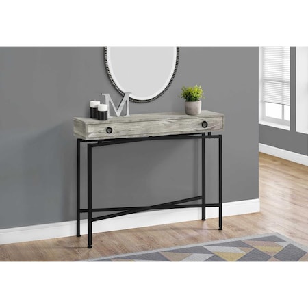 Gfancy Fixtures 32.5 in. Grey Reclaimed Wood Particle Board Accent Table with Black Legs GF3652776
